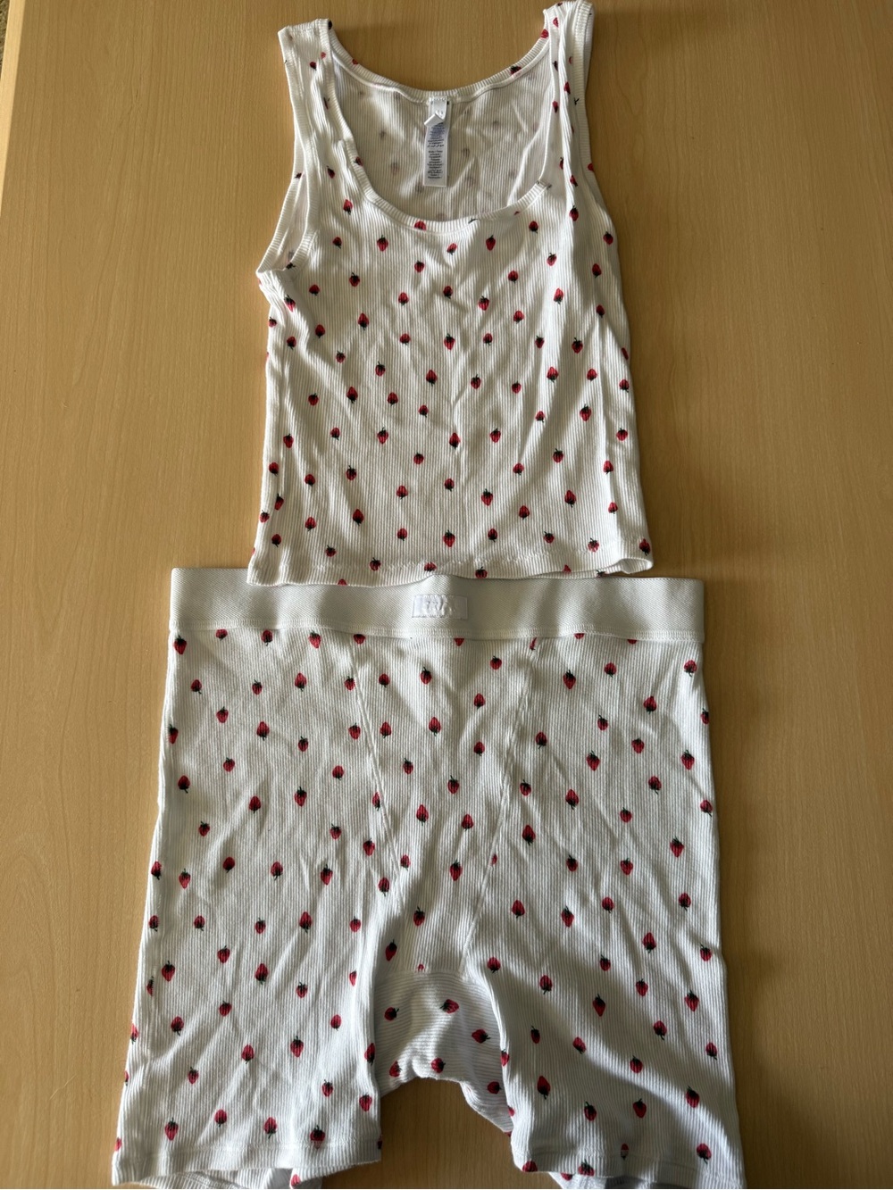 SKIMS Strawberry Ribbed Tank and Boxer Short Set
